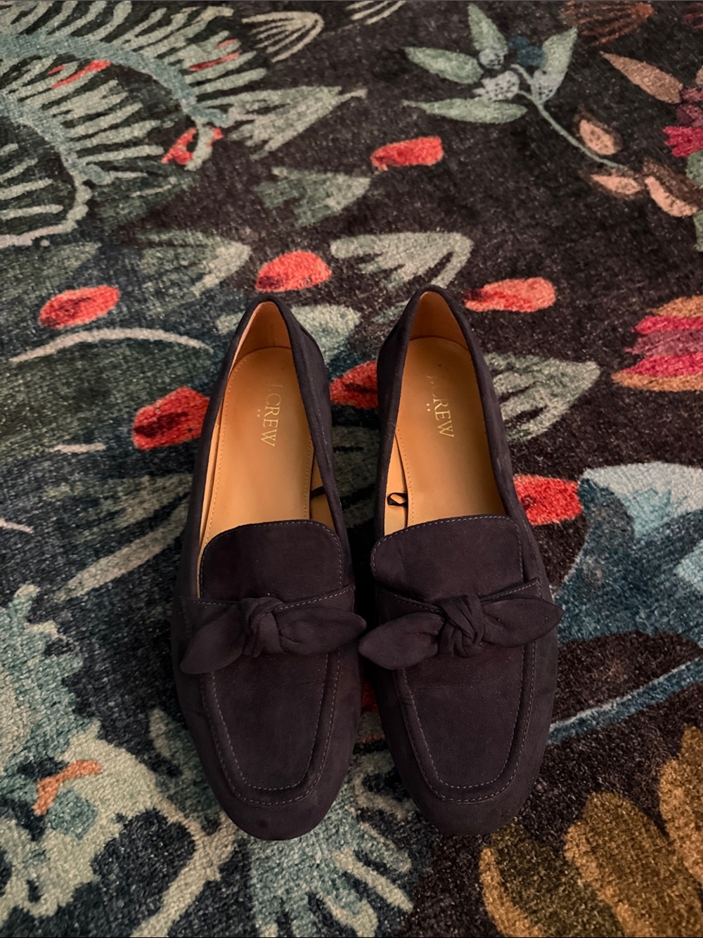 J. Crew Navy Suede Knot Loafers